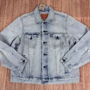 Vintage Levis Light Wash Denim Trucker Jacket Large Distressed Relaxed Fit Large